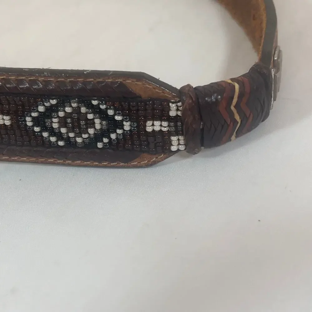 Southwest Top Grain Cowhide Leather Western Belt Beaded NO BUCKLE Size 28